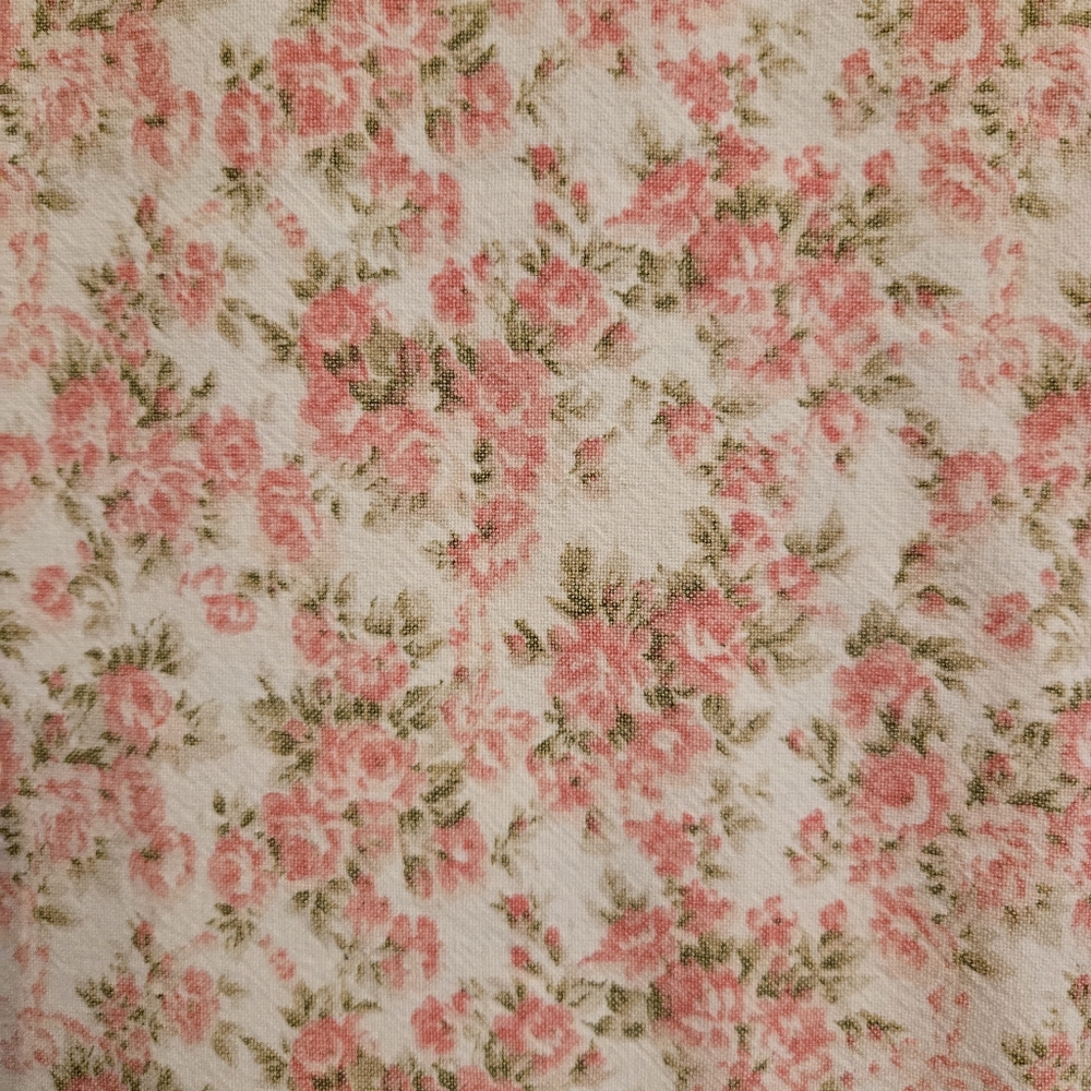 Vintage Tablecloth With Pink Roses Cottagecore Floral Country 56 X 88